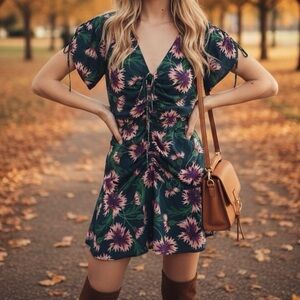 Drawstring ruched mini dress